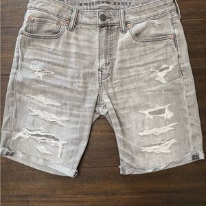American Eagle Outfitters Gray Distressed Jean Shorts